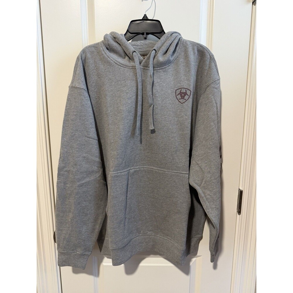 Ariat Mens Logo Hoodie XL Heather Gray Pullover Sweatshirt 10040817 NWT